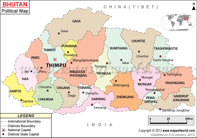 Bản đồ Vương quốc Bhutan
