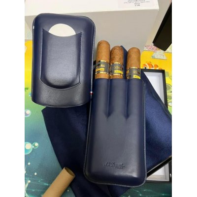 Bao da xì gà 3 điếu ST Dupont Atelier Triple Cigar Case Leather Blue