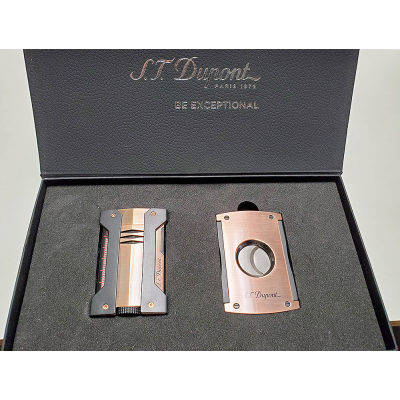 S.T. Dupont Copper Vintage Cigar Smokers Gift Set Includes Defi Extreme Vintage Style Lighter and Copper Style Maxijet Cutter.