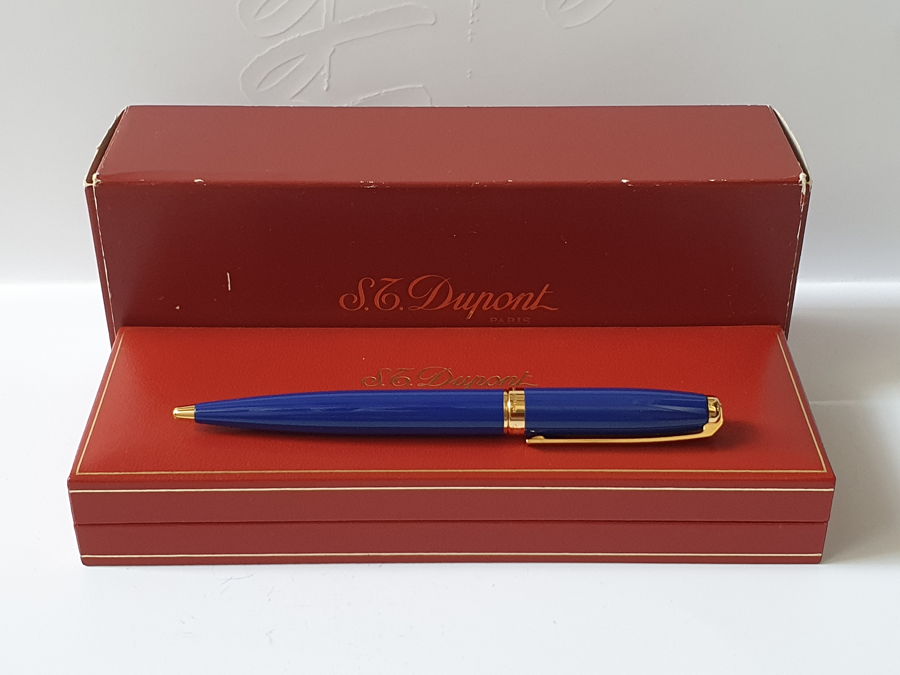 Bút bi S.T. Dupont Fidelio Ball Point Pen Blue Lacquer and Gold mua tại sài gòn 