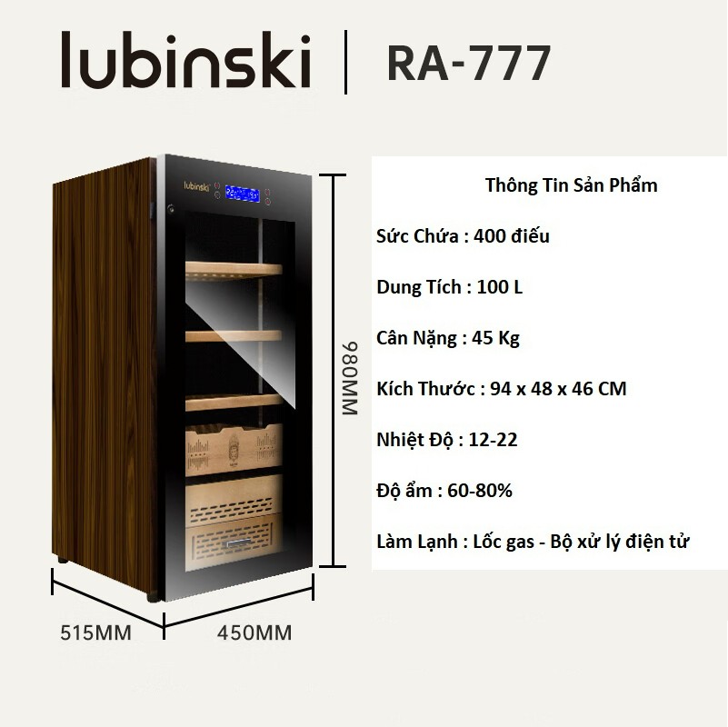 Tủ điện bảo quản Cigar Lubinski RA777A hà nội